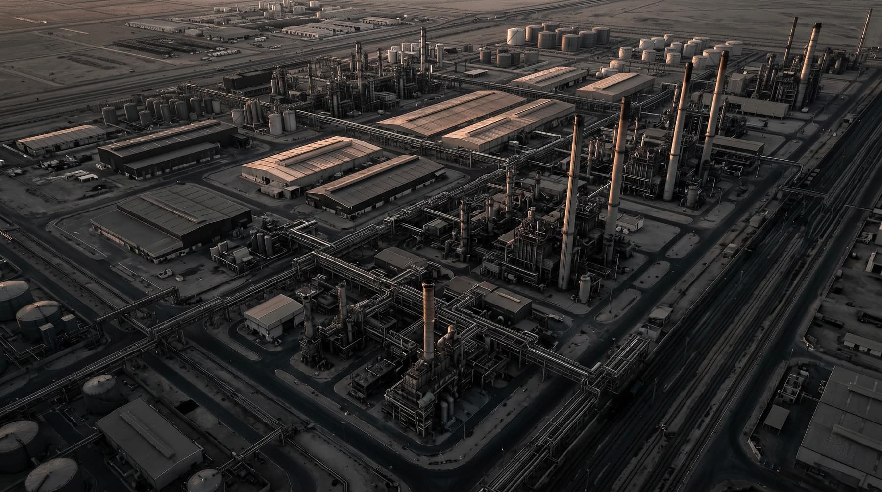 Petrochemical complex, aerial.